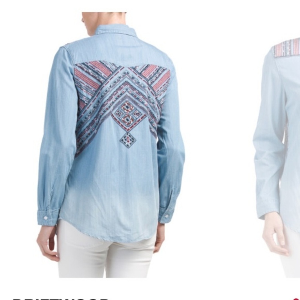 NWT Driftwood Southwestern Western Denim Shirt - Picture 1 of 2